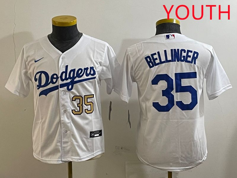 Youth Los Angeles Dodgers #35 Bellinger White Game 2025 Nike MLB Jersey style 1->youth mlb jersey->Youth Jersey